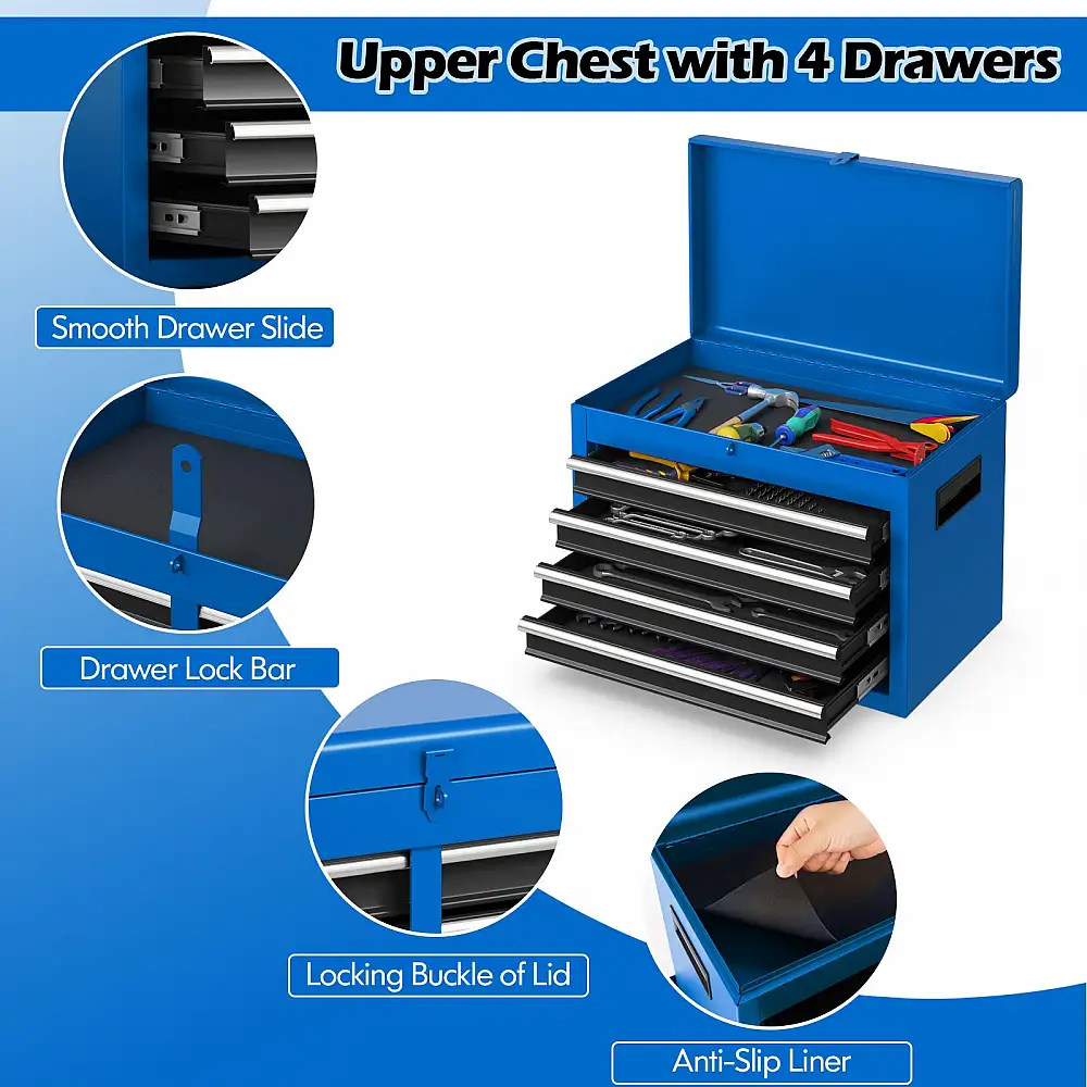 Τροχήλατος Εργαλειοφορέας με 5 Συρτάρια 2-σε-1 58 x 28 x 103 cm– Μπλε TL35688LH Costway