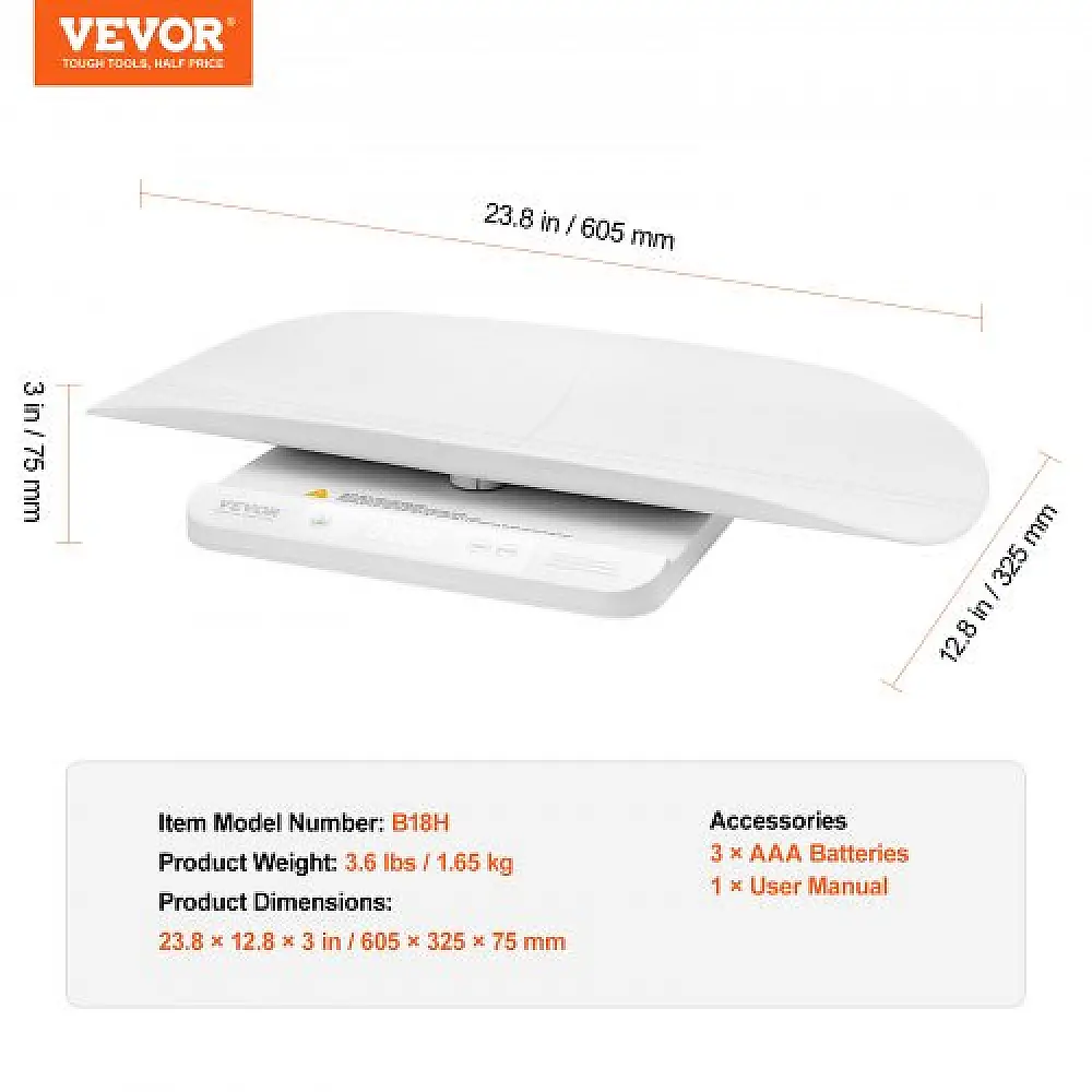 VEVOR Ζυγαριά Μωρού Bluetooth με Λειτουργία Κράτησης ZNLYEHYYECZNHX13LV9
