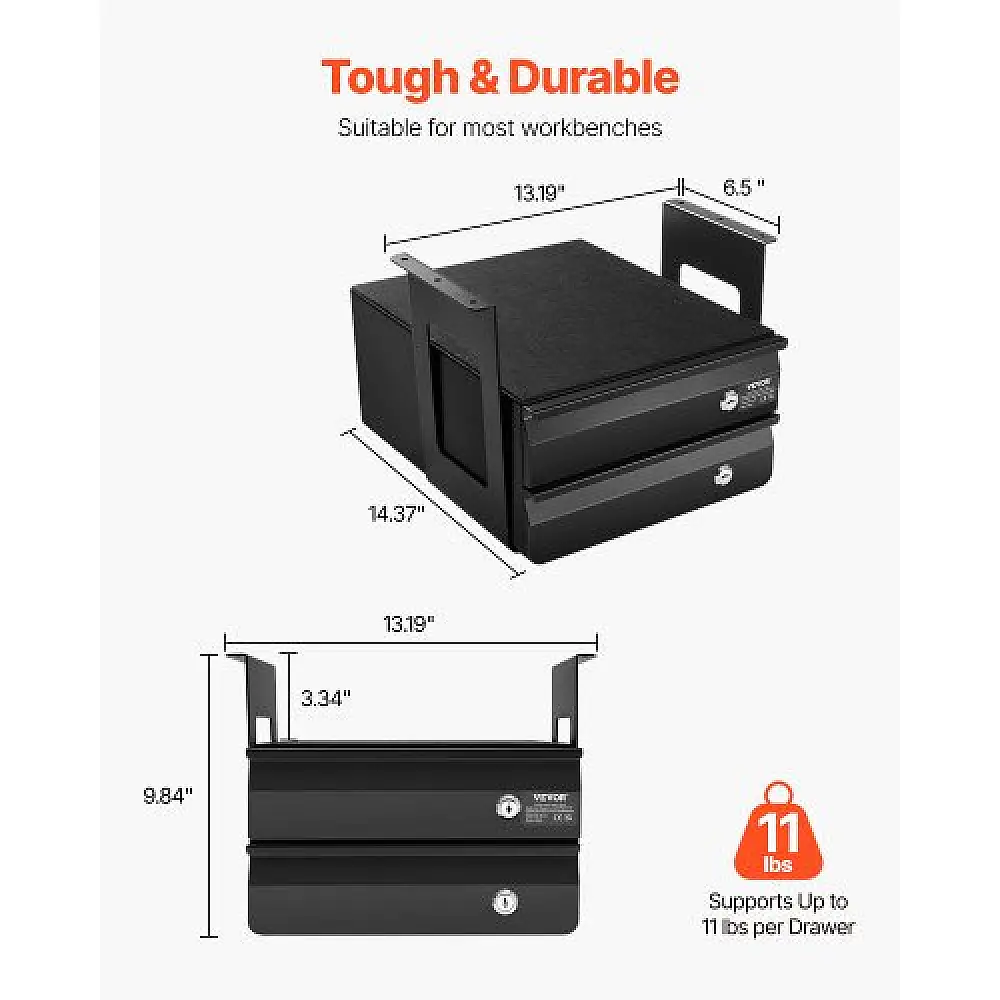 VEVOR Συρτάρι 33 cm Κλειδωμένο Οργανωτής Γραφείου GZTCTGCK13INQUZ7NV0