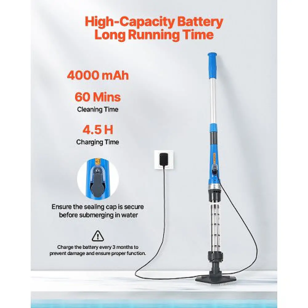 VEVOR Επαναφορτιζόμενη Σκούπα Πισίνας 8.5 GPM με Επέκταση 1H LDSCYCQJQ18WM0R5OV2