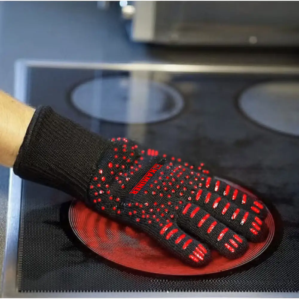 Σετ Γάντια Ψησίματος Ανθεκτικά στη Θερμότητα 32 x 12,5 cm Μαύρο/Πορτοκαλί 25416 Kaminer