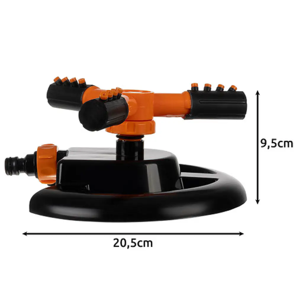 Ποτιστικό Κήπου 360° Περιστρεφόμενο με 3 Ρυθμιζόμενους ΒραχίονεςΜαύρο / Πορτοκαλί 25427 Gardlov