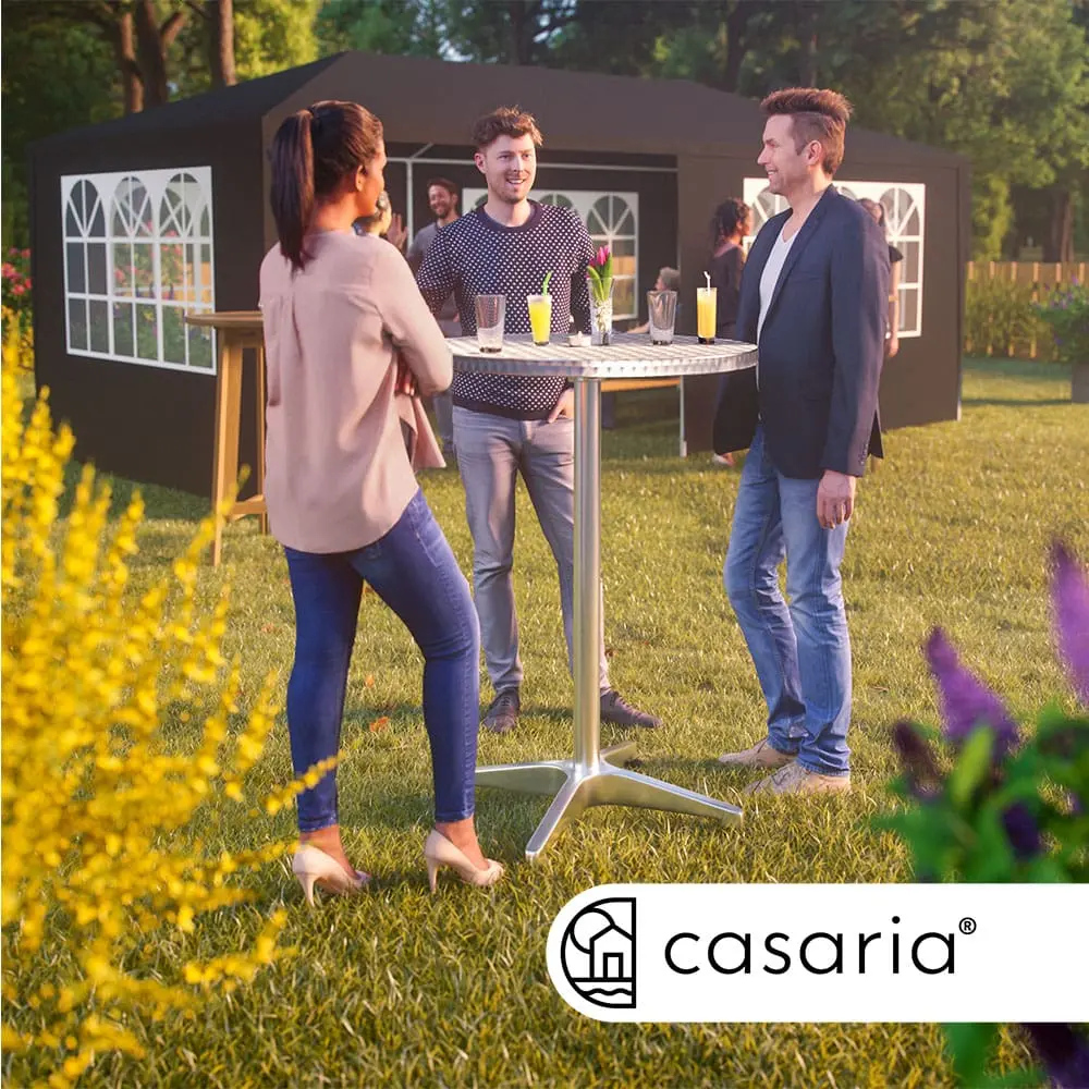 Casaria Ρυθμιζόμενο Αλουμινένιο Μπαρ Τραπέζι Ø60cm σε Ασημί Χρώμα 100591