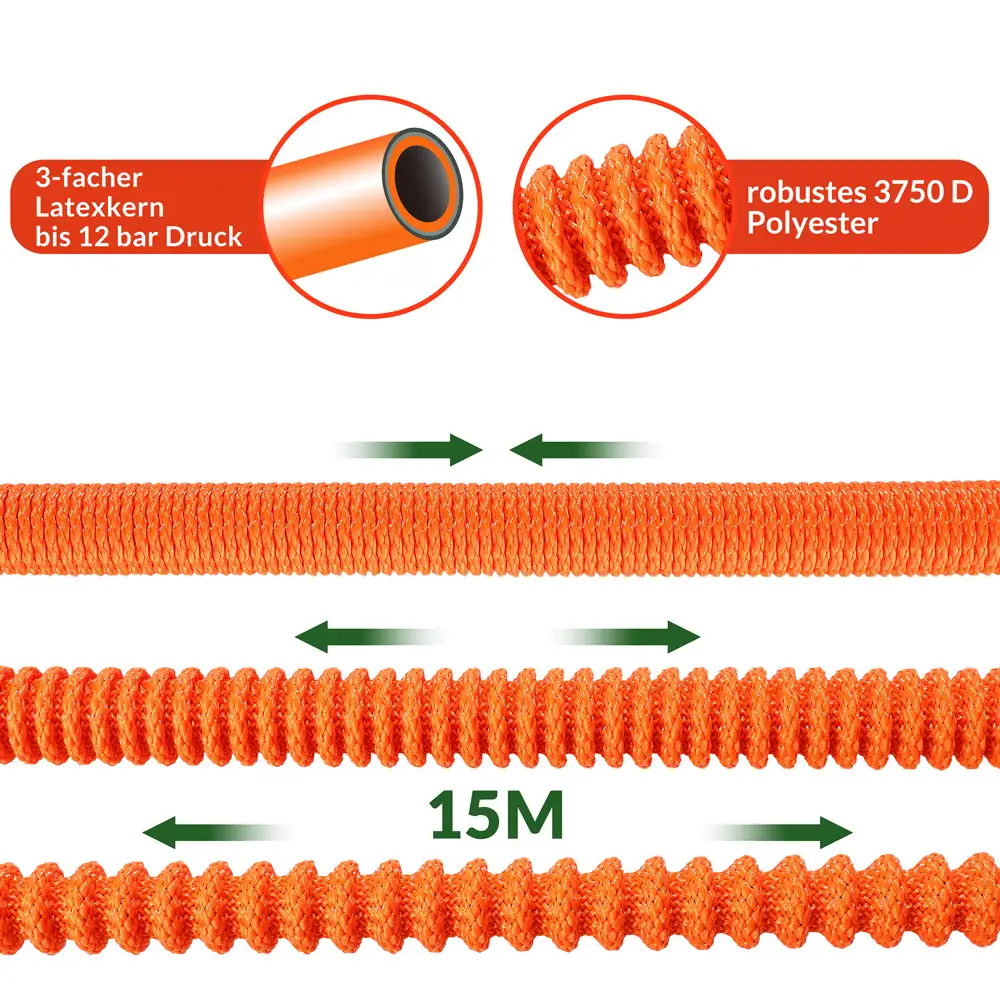 Gardebruk Εύκαμπτος Πορτοκαλί Λάστιχο Κήπου 15μ 109320