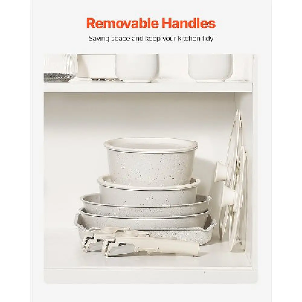 VEVOR Σετ Μαγειρικών Σκευών 17 Τεμαχίων Λευκό Γρανίτη Αντικολλητικό LGTZLGKCSB6GGB3OFV0