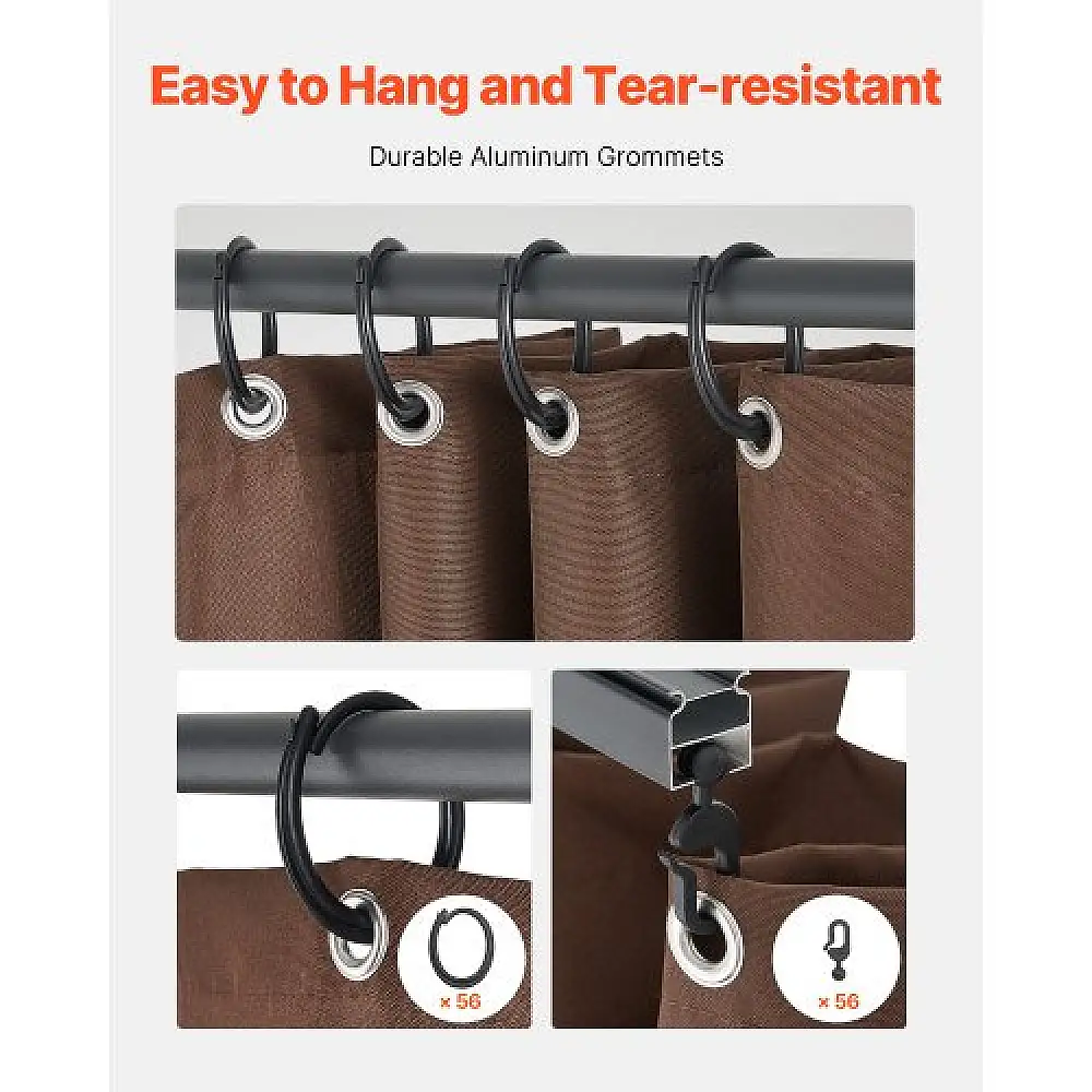 VEVOR Καφές Αδιάβροχες Κουρτίνες Κιόσκι 12' x 12' x 6.9' SMLTCL12FT12TZJSLV0