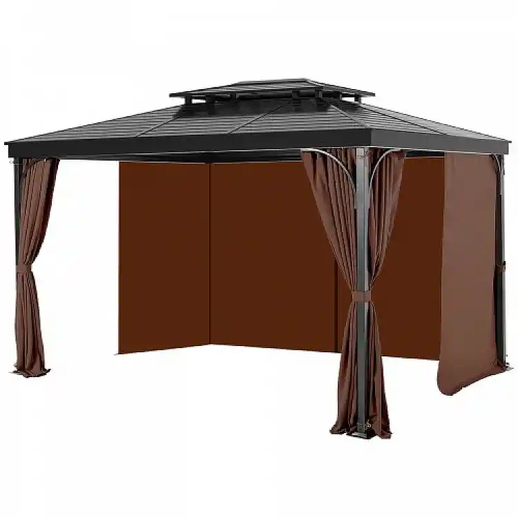 VEVOR Καφές Αδιάβροχες Κουρτίνες Κιόσκι 12' x 12' x 6.9' SMLTCL12FT12TZJSLV0