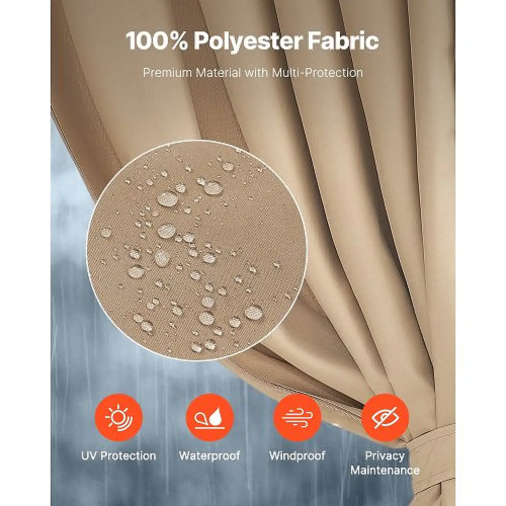 VEVOR Αδιάβροχες Κουρτίνες Κιόσκι Χακί 12' x 10' x 7' SMLTCL12FT10IZ39GV0