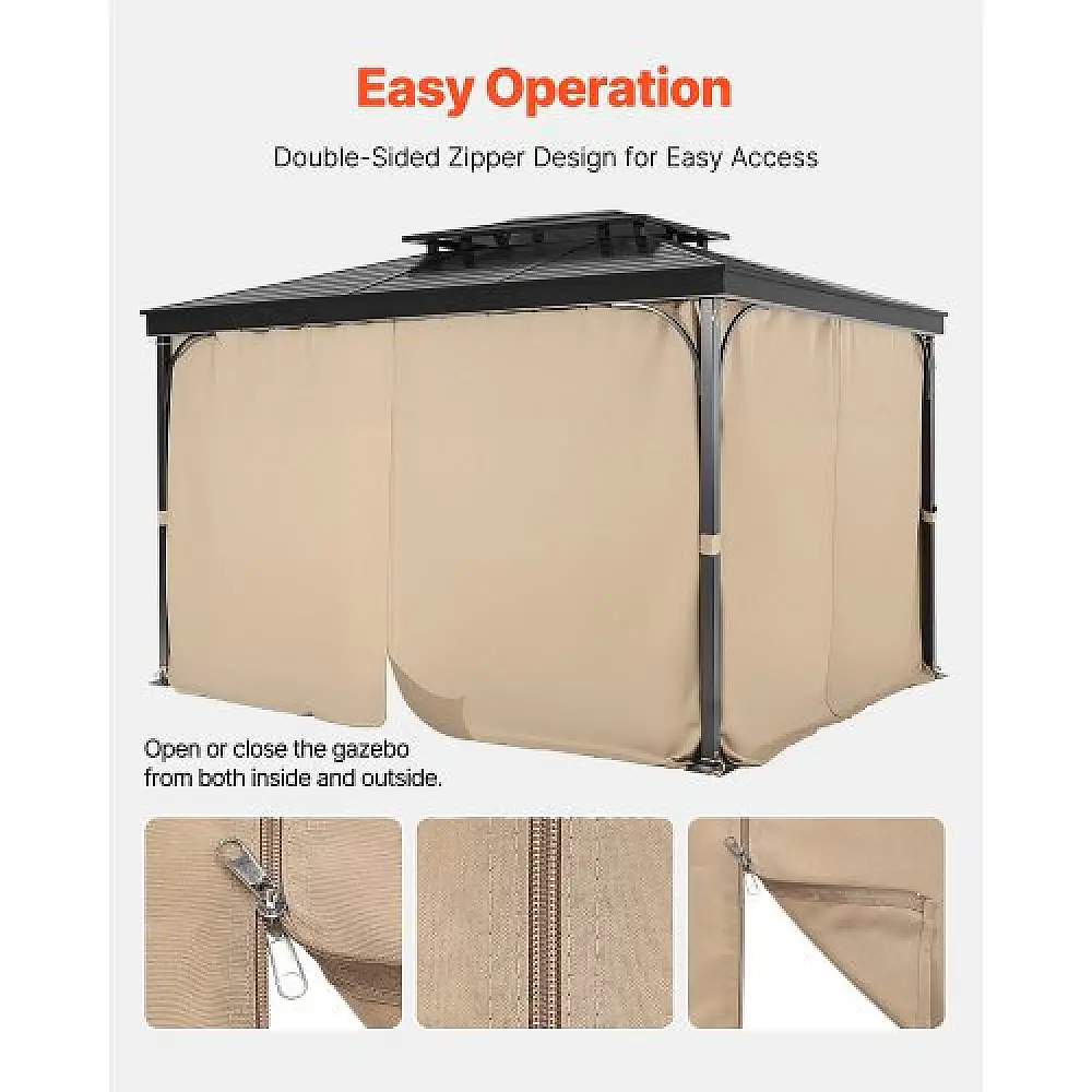 VEVOR Αδιάβροχες Κουρτίνες Κιόσκι Χακί 12' x 10' x 7' SMLTCL12FT10IZ39GV0