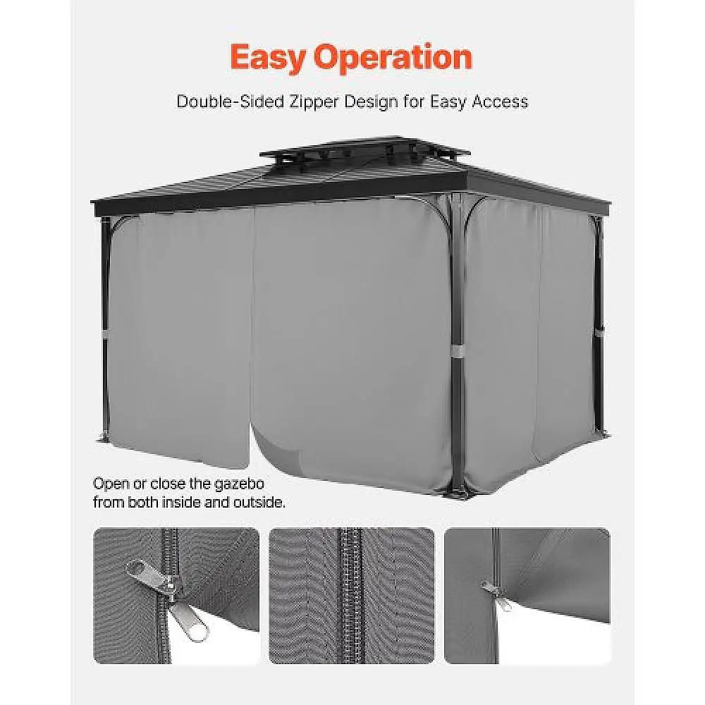 VEVOR Γκρι Αδιάβροχες Κουρτίνες Κιόσκι 10' x 10' x 6.9' SMLTCL10FT10TS9T6V0