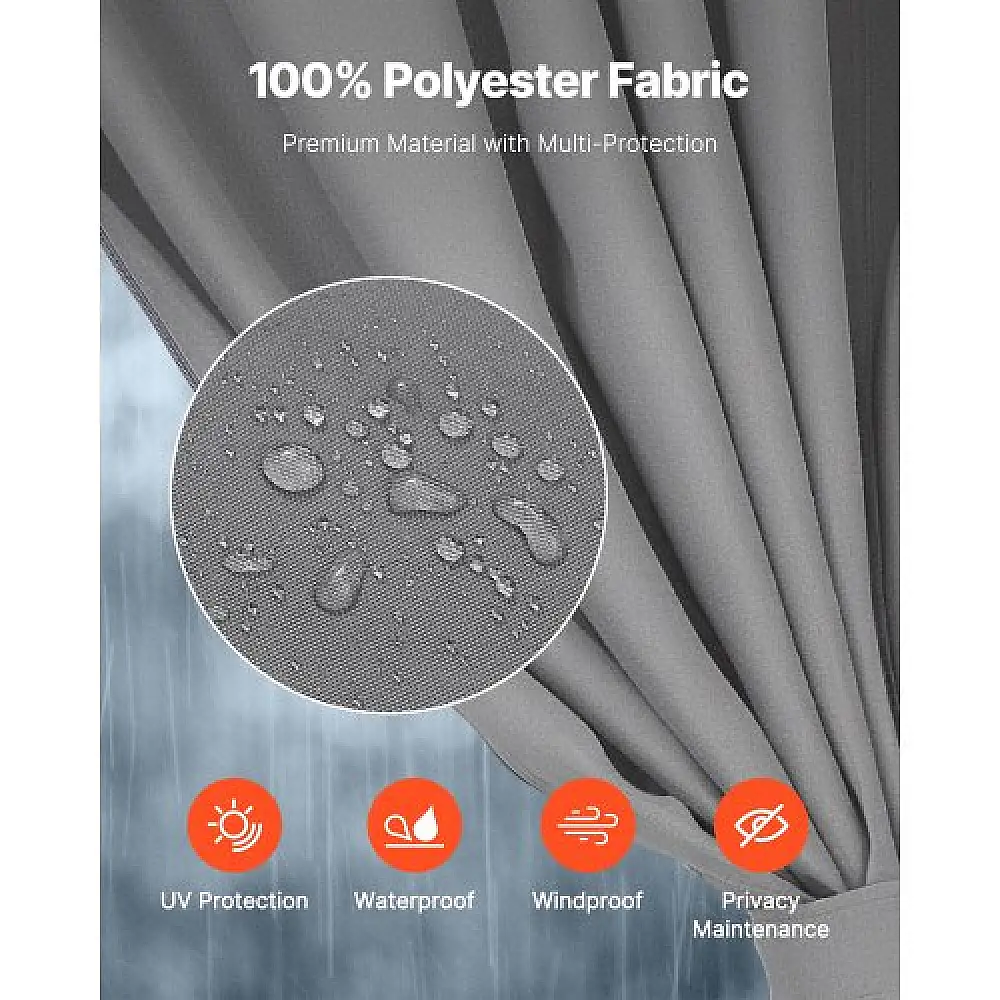 VEVOR Γκρι Αδιάβροχες Κουρτίνες Κιόσκι 10' x 10' x 6.9' SMLTCL10FT10TS9T6V0