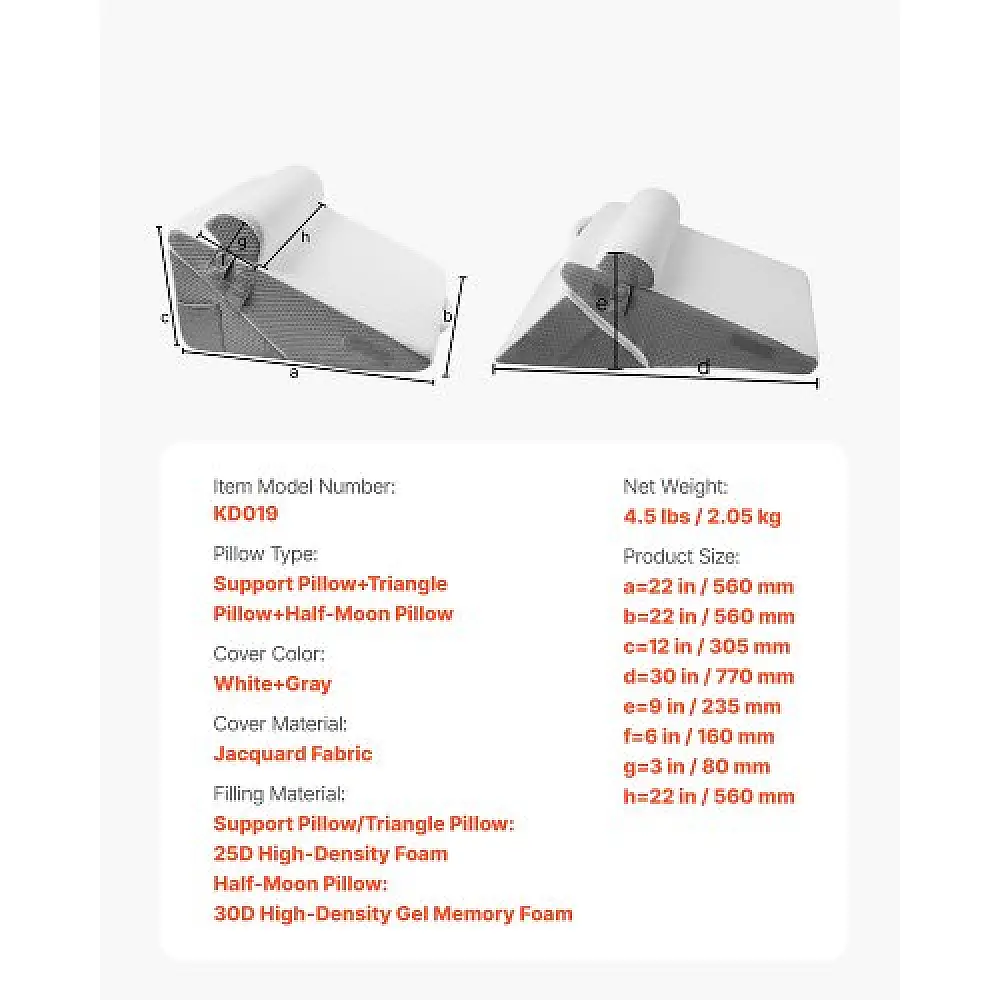 VEVOR Ορθοπεδικό Μαξιλάρι Σφήνα 3 σε 1 για Ύπνο και Ανακούφιση XXZKDJXXZ3JTEJVKE001V0