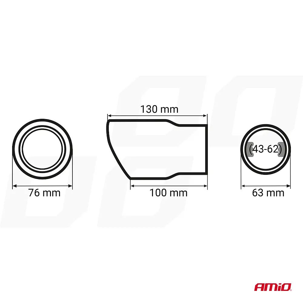 AMiO  Σιγαστήρας εξάτμισης από ανοξείδωτο χάλυβα MT 017BLC ,02197