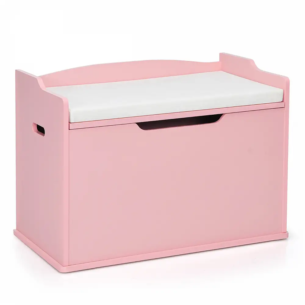 Costway Πολυχρηστικό Κουτί Αποθήκευσης Παιχνιδιών με Καπάκι Ασφαλείας και Μαξιλάρι Καθίσματος για Παιδιά TP10238PK