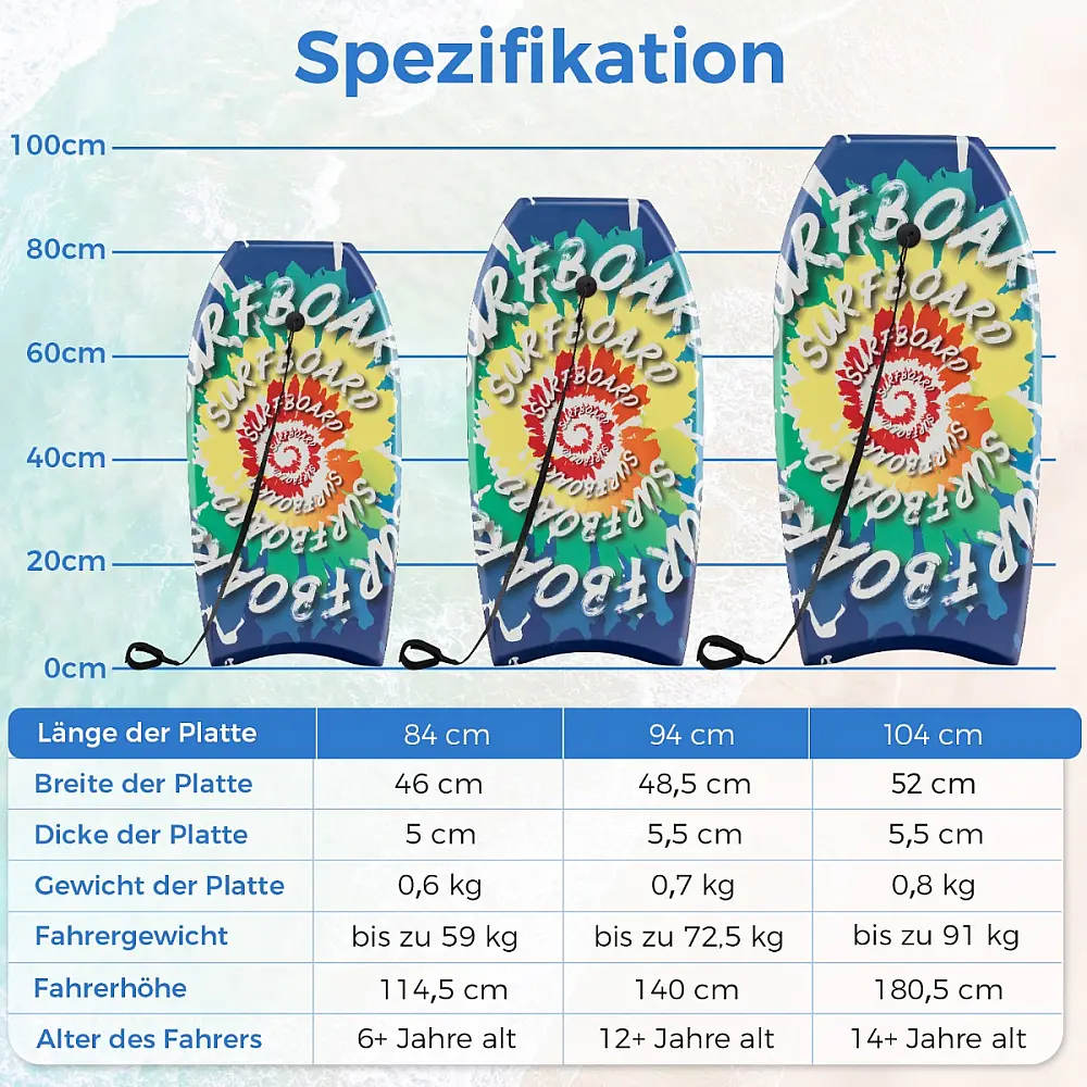 Costway Ελαφριά και Ανθεκτική Σανίδα Bodyboard με Άνετο XPE Κατάστρωμα και Ρυθμιζόμενο Λουρί Καρπού για Όλες τις Ηλικίες NP11750-33