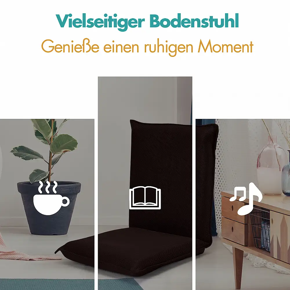 Costway Καθιστικό Δαπέδου με 6-θέσια Ρυθμιζόμενη Πλάτη για Διαλογισμό Καφέ HW65605CF