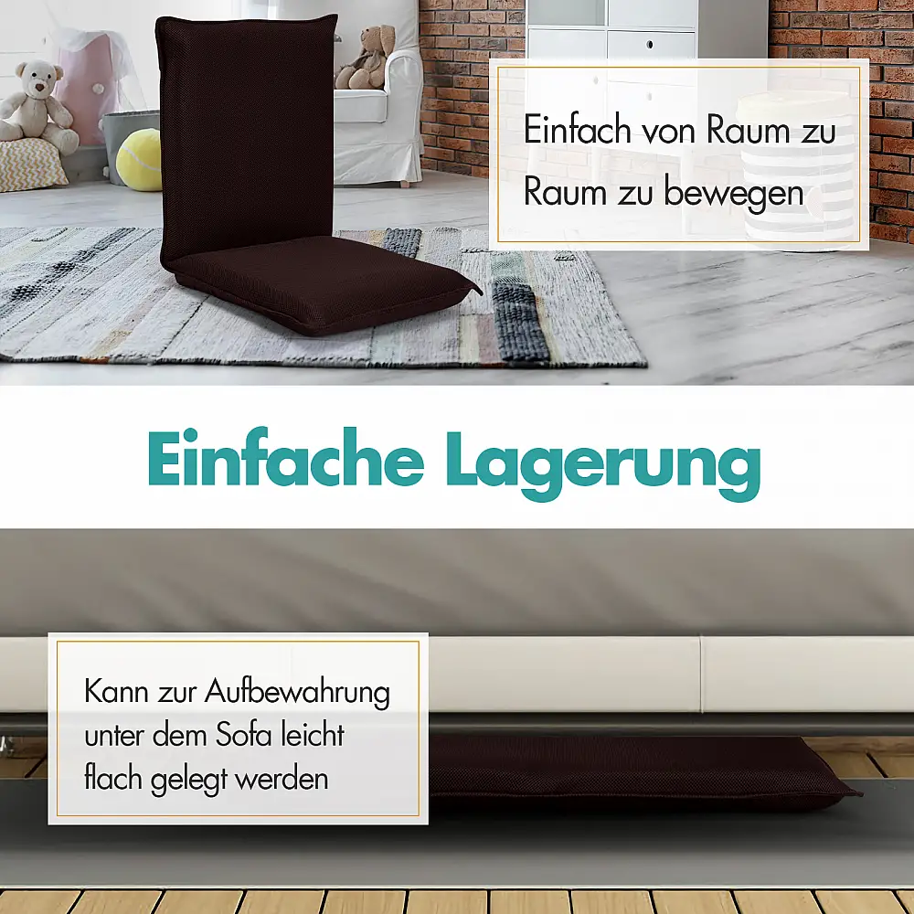 Costway Καθιστικό Δαπέδου με 6-θέσια Ρυθμιζόμενη Πλάτη για Διαλογισμό Καφέ HW65605CF