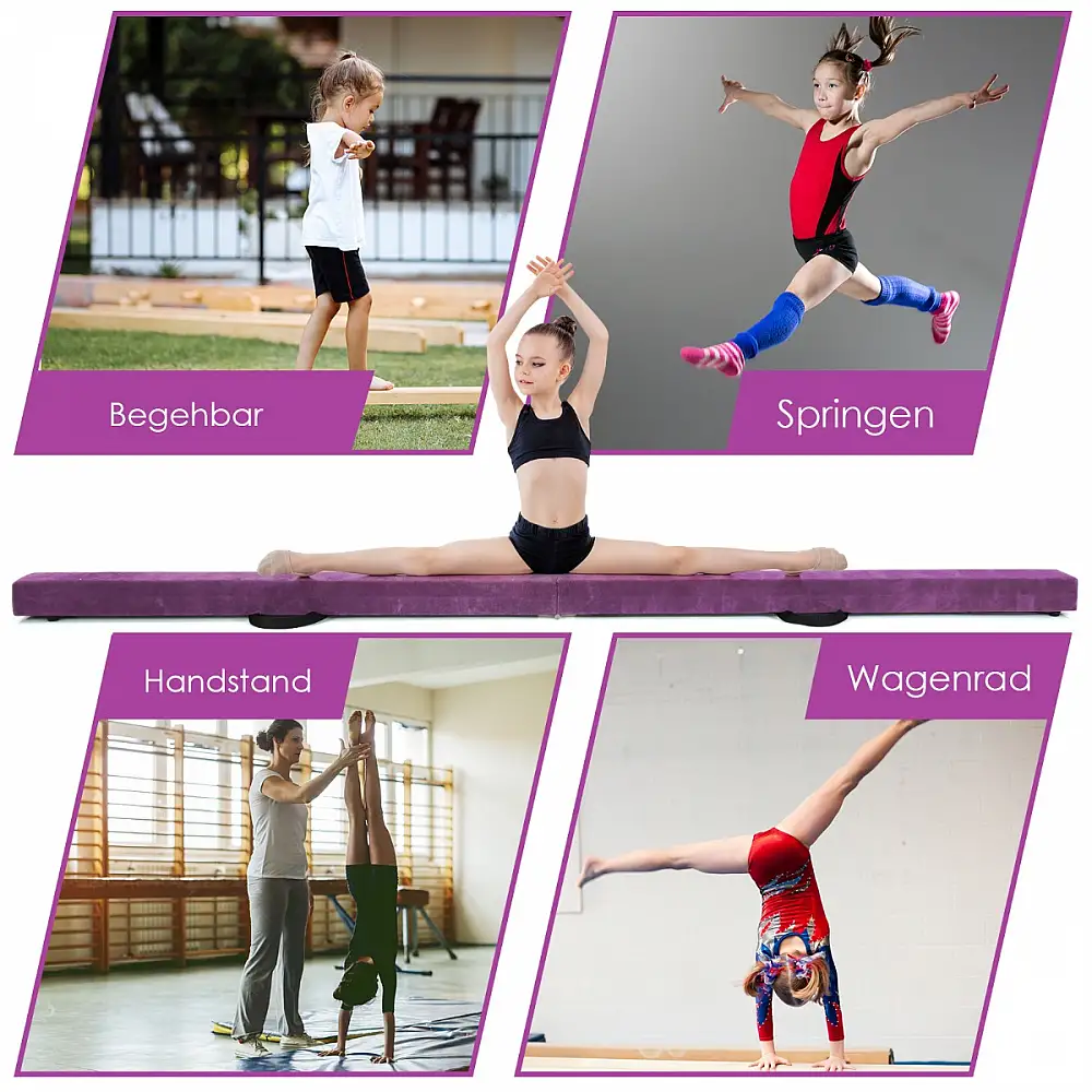 Costway Πτυσσόμενη Ισορροπία Γυμναστικής 2,1M Ανθεκτική - Μωβ FH10002PU