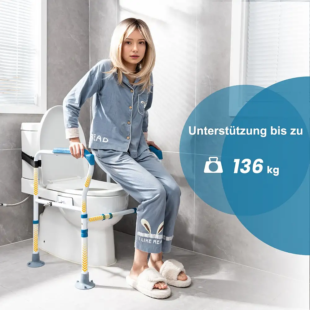 Costway Ρυθμιζόμενο Στήριγμα Τουαλέτας με Ιμάντα για Ασφάλεια και Σταθερότητα JH10015BL