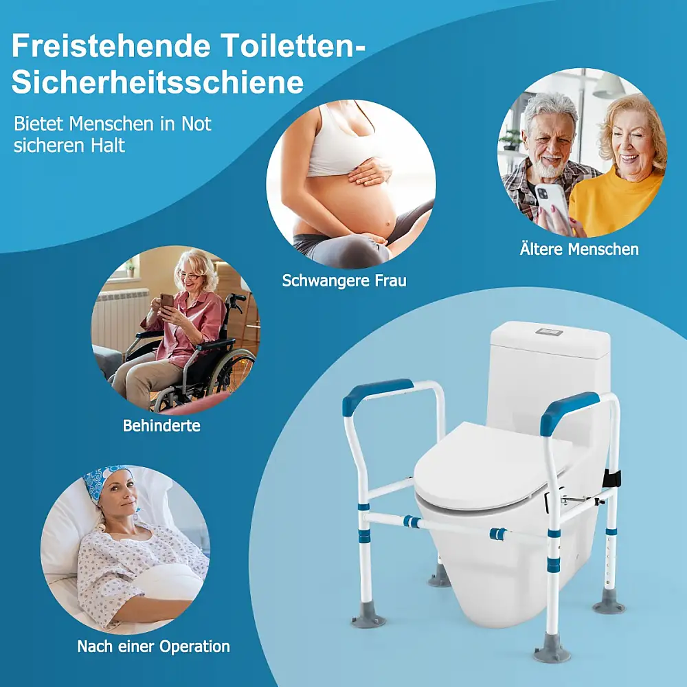 Costway Ρυθμιζόμενο Στήριγμα Τουαλέτας με Ιμάντα για Ασφάλεια και Σταθερότητα JH10015BL