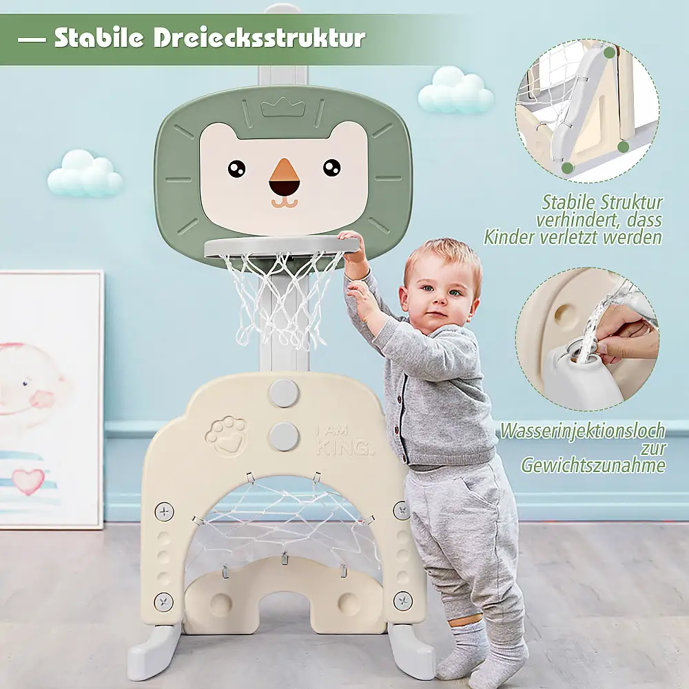 Costway Σετ Μπάσκετ 3-σε-1 για Μικρά Παιδιά με Ρυθμιζόμενο Ύψος - Πράσινο + Λευκό TY327812GN