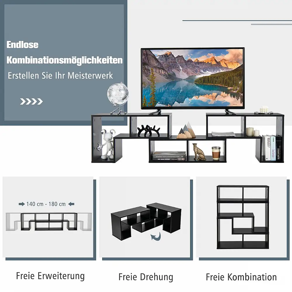 Costway Ξύλινη Τριμερής Σύνθεση Τηλεόρασης Ελεύθερα Συνδυαζόμενη για Τηλεοράσεις έως 65" HV10438DK