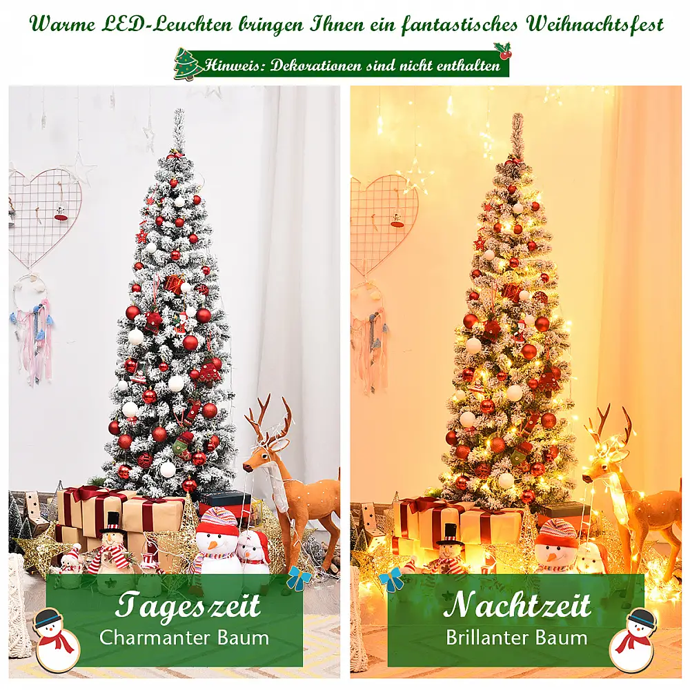 Costway 180cm Τεχνητό Χριστουγεννιάτικο Δέντρο με Φωτισμό - Πτυσσόμενο Έλατο Πεύκου CM22875DE