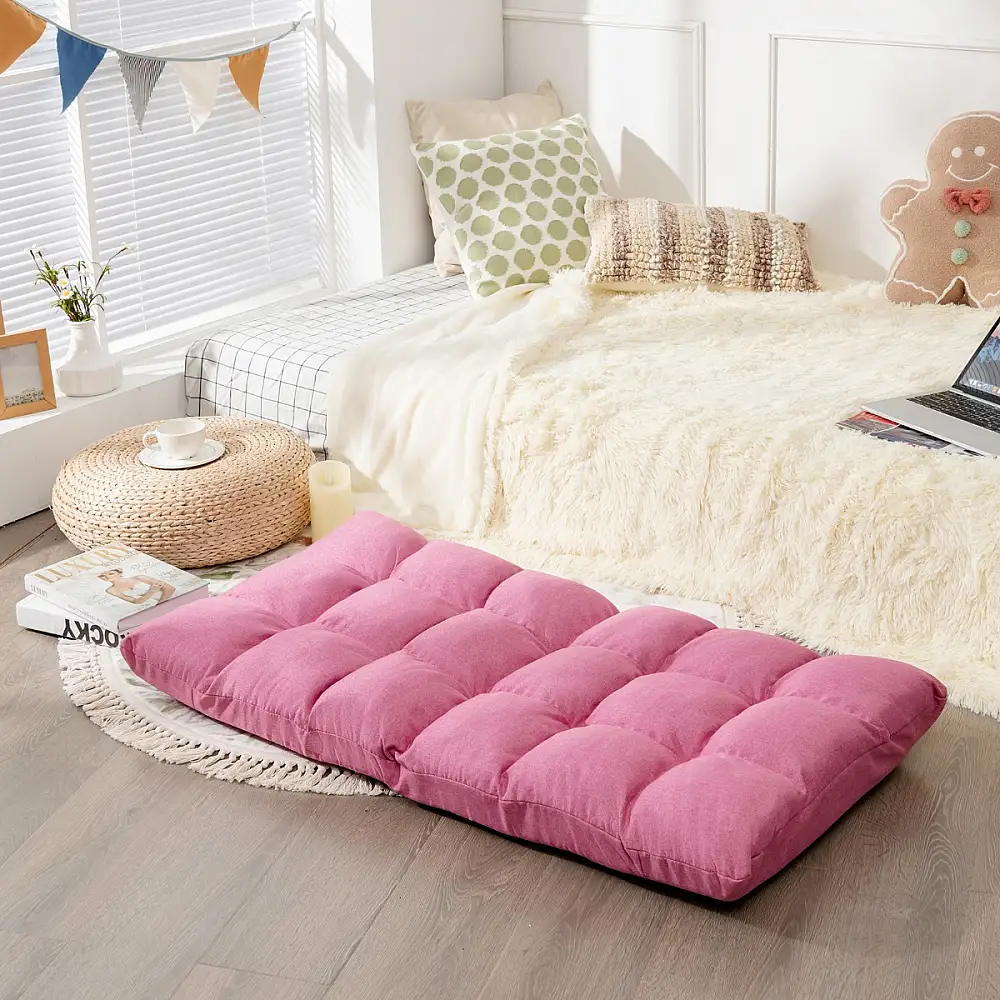 Costway Ροζ Πολυθρόνα Δαπέδου με Ρυθμιζόμενη Πλάτη 14 Θέσεων HW66636FS