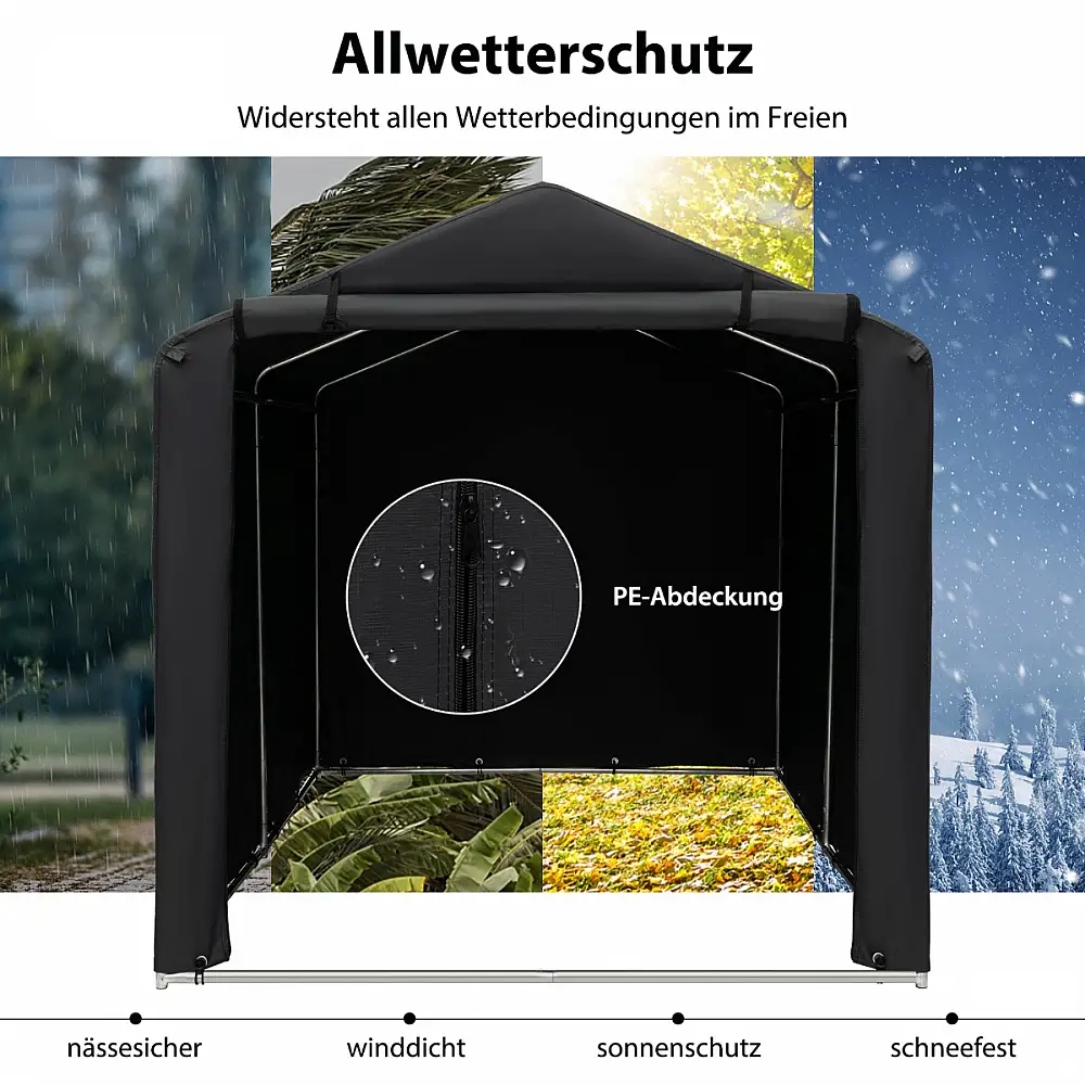 Costway Αδιάβροχη Σκηνή Γκαράζ με Μεταλλικό Σκελετό σε Σκούρο Γκρι Χρώμα AW10026GR