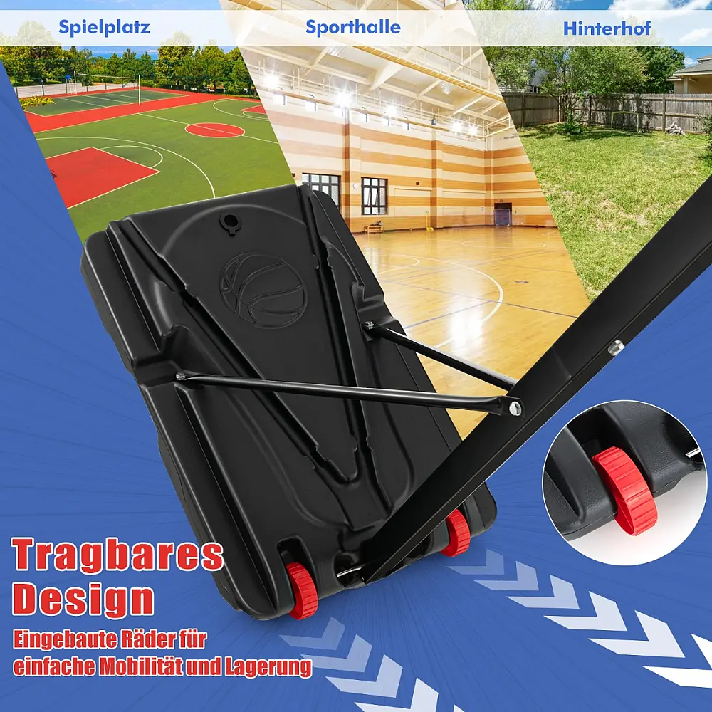 Costway Ρυθμιζόμενη Μπασκέτα 105-260 cm με Βάση & 2 Ρόδες SP38237 Costway Ρυθμιζόμενη Μπασκέτα 105-260 cm με Βάση & 2 Ρόδες SP38237