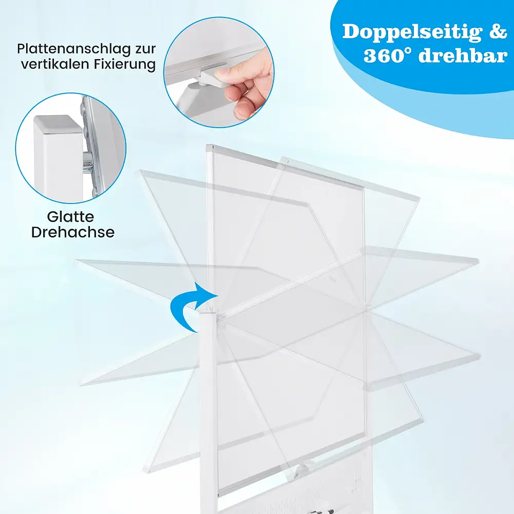 Costway Διπλής Όψης Κινητός Πίνακας 120x90 cm με Ρόδες & Βάση CB10728WH