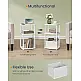 SONGMICS Λευκό Μοντέρνο Κομοδίνο 34x30x58cm με 3 Ράφια και Υφασμάτινο Καλάθι LET286W01