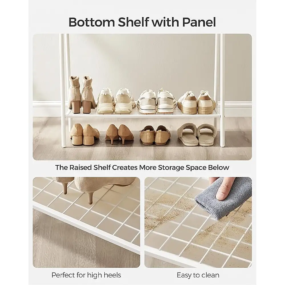 SONGMICS Ράγα Ρούχων με Ράφι Αποθήκευσης, Υψηλή Αντοχή 40kg, Διαστάσεις 92.5x33.5x153cm HSR023W01