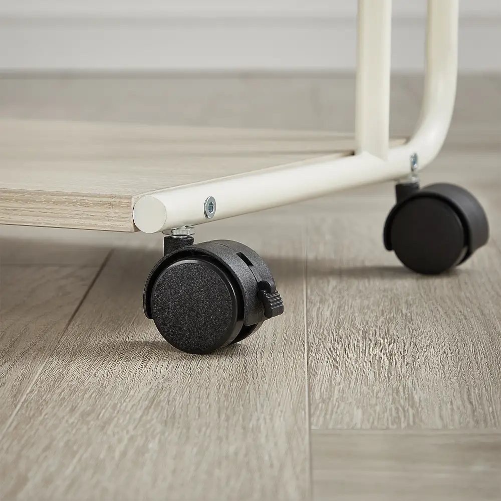 VASAGLE Πλευρικό Τραπέζι C-Σχήματος με Ρόδες και Μεταλλικό Πλαίσιο, Κρεμ Λευκό, 55x33x66cm LET812L67