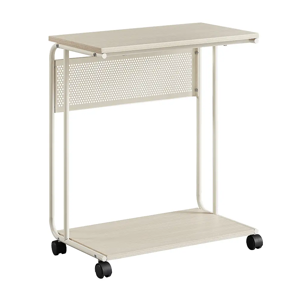 VASAGLE Πλευρικό Τραπέζι C-Σχήματος με Ρόδες και Μεταλλικό Πλαίσιο, Κρεμ Λευκό, 55x33x66cm LET812L67