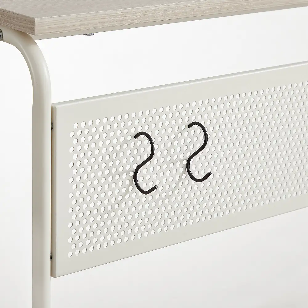 VASAGLE Πλευρικό Τραπέζι C-Σχήματος με Ρόδες και Μεταλλικό Πλαίσιο, Κρεμ Λευκό, 55x33x66cm LET812L67