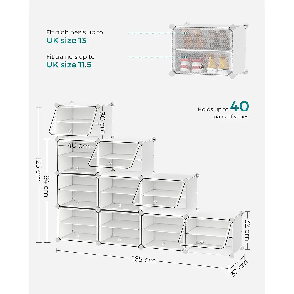 SONGMICS Παπουτσοθήκη Οργάνωσης 82x32x152cm για 40 Ζευγάρια με Γάντζους και Αντιολισθητική Συσκευή LPC035W01 SONGMICS Παπουτσοθήκη Οργάνωσης 82x32x152cm για 40 Ζευγάρια με Γάντζους και Αντιολισθητική Συσκευή LPC035W01