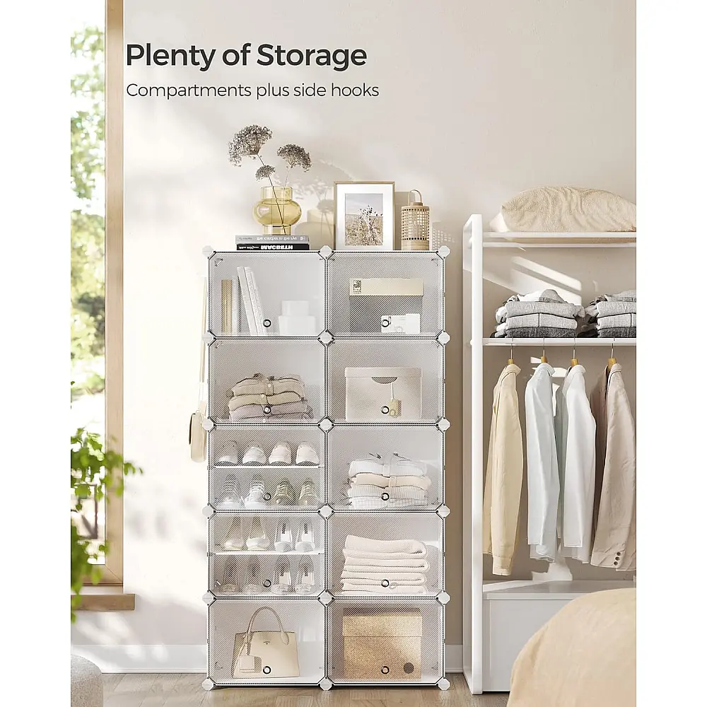 SONGMICS Παπουτσοθήκη Οργάνωσης 82x32x152cm για 40 Ζευγάρια με Γάντζους και Αντιολισθητική Συσκευή LPC035W01 SONGMICS Παπουτσοθήκη Οργάνωσης 82x32x152cm για 40 Ζευγάρια με Γάντζους και Αντιολισθητική Συσκευή LPC035W01