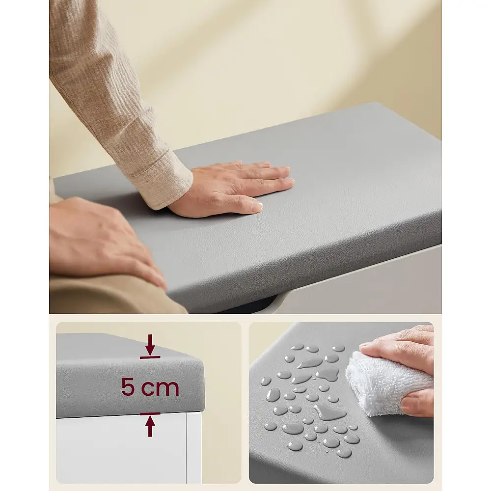 VASAGLE Λευκός Πάγκος Παπουτσιών με Αποθηκευτικό Χώρο 60x30x44 εκ. LHS020W01