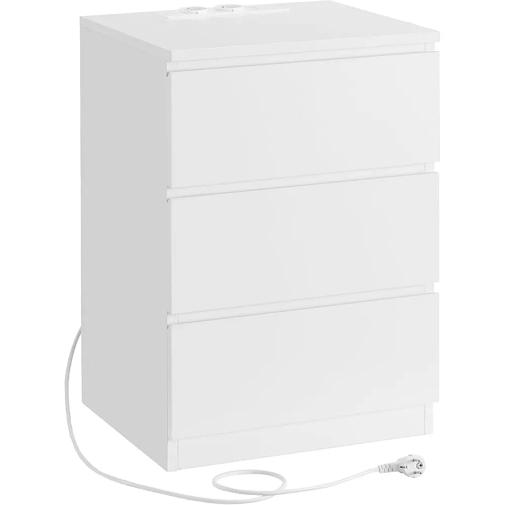 VASAGLE Κομοδίνο 40x35x59cm με Πρίζα και USB Θύρες σε Λευκό Χρώμα LET631W14V1