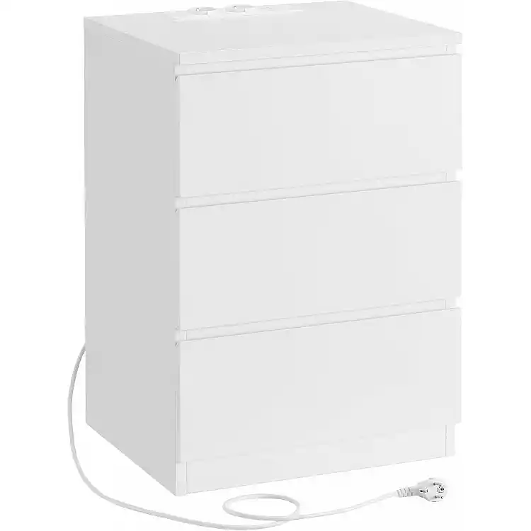 VASAGLE Κομοδίνο 40x35x59cm με Πρίζα και USB Θύρες σε Λευκό Χρώμα LET631W14V1