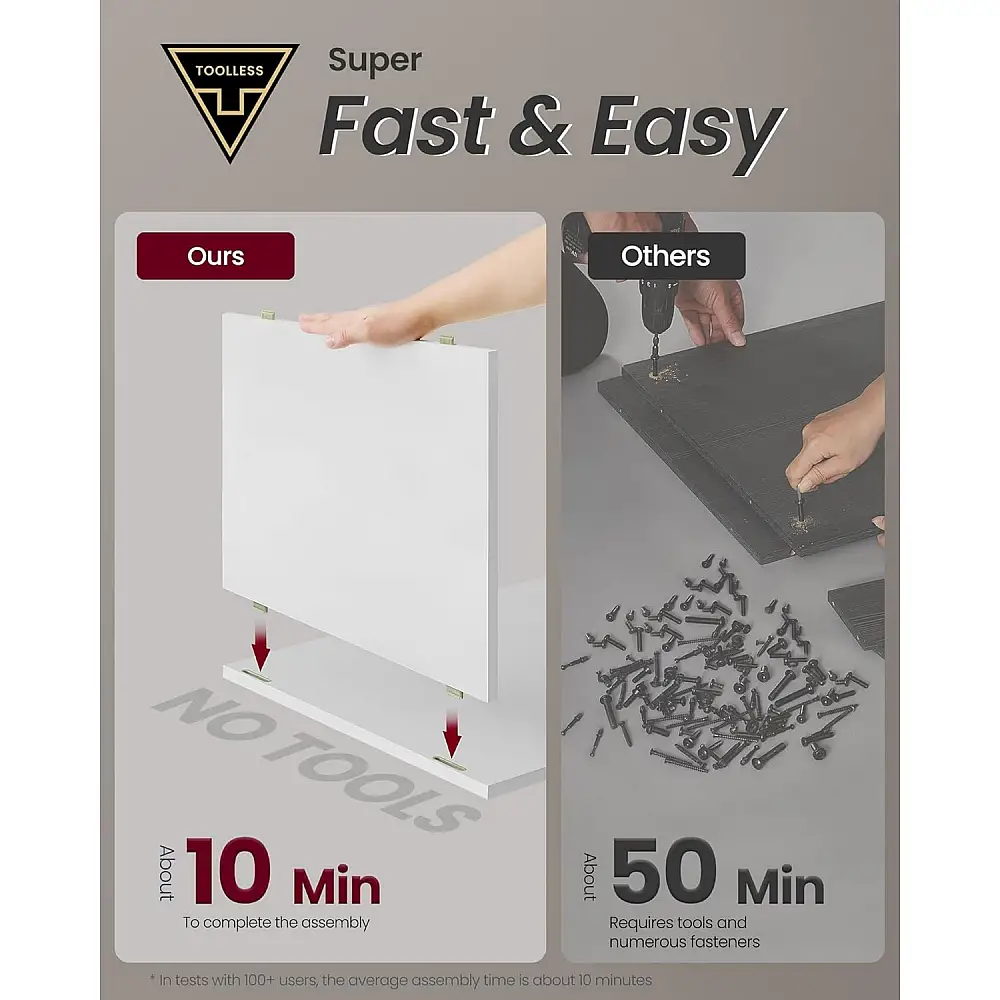 VASAGLE Κομοδίνο 45x35x58.7cm με 3 Συρτάρια, Χωρίς Εργαλεία Συναρμολόγησης, Λευκό & Μπεζ Καπουτσίνο LET778W01