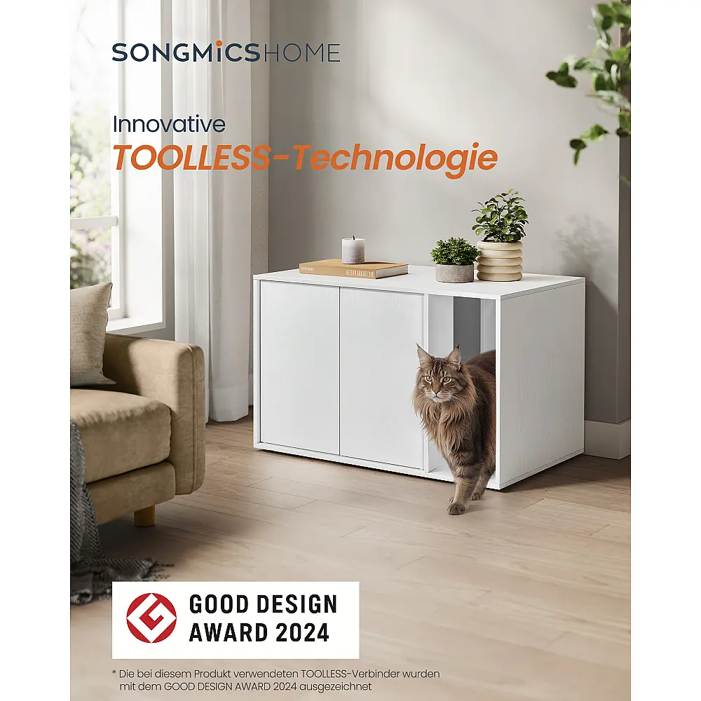 SONGMICS Κομψό Κουτί Απορριμμάτων Γάτας 80x50x53cm - Γρήγορη Συναρμολόγηση Χωρίς Εργαλεία, Ιδιωτικότητα και Αντοχή PCL013W01