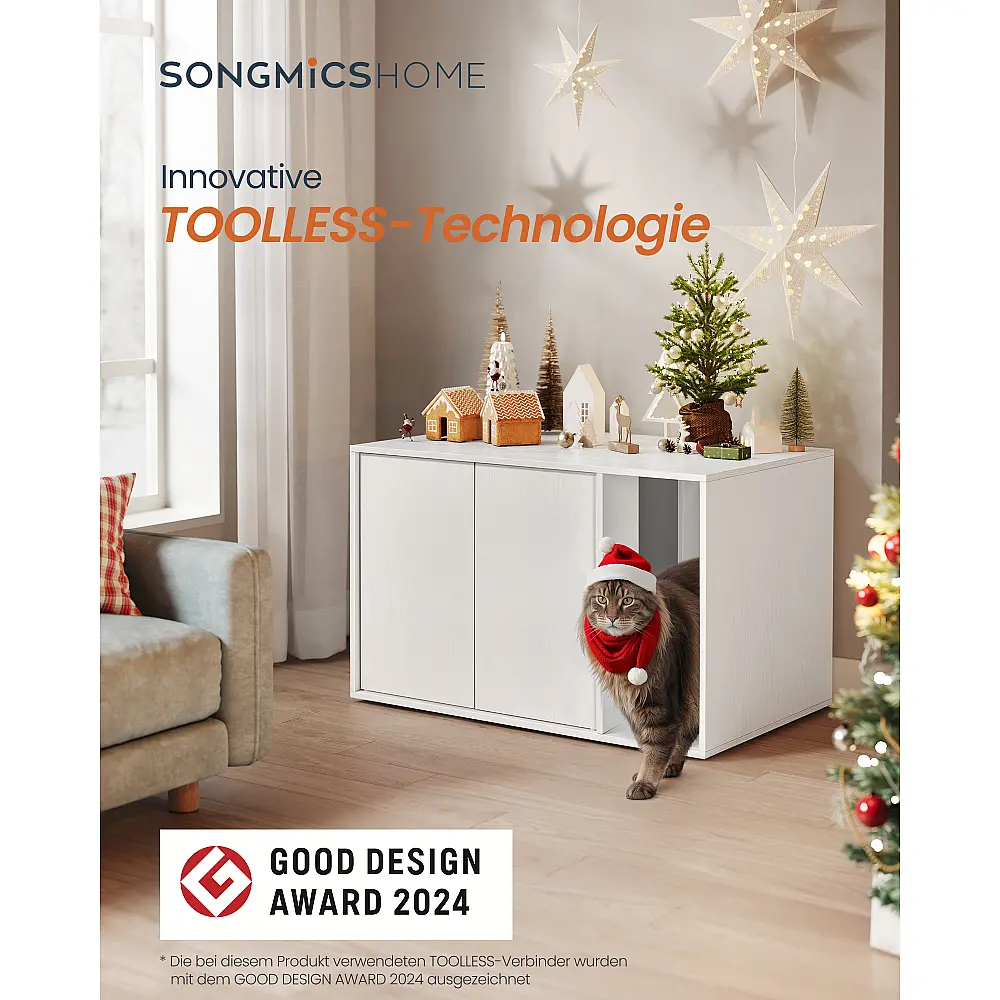 SONGMICS Κομψό Κουτί Απορριμμάτων Γάτας 80x50x53cm - Γρήγορη Συναρμολόγηση Χωρίς Εργαλεία, Ιδιωτικότητα και Αντοχή PCL013W01