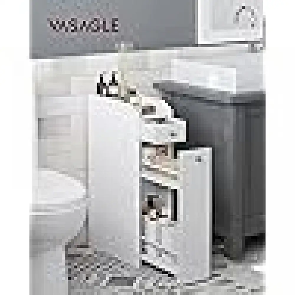 VASAGLE Λευκό Ντουλάπι Μπάνιου 18x40x70cm με 4 Ράφια και Συρόμενο Συρτάρι BBC847P31