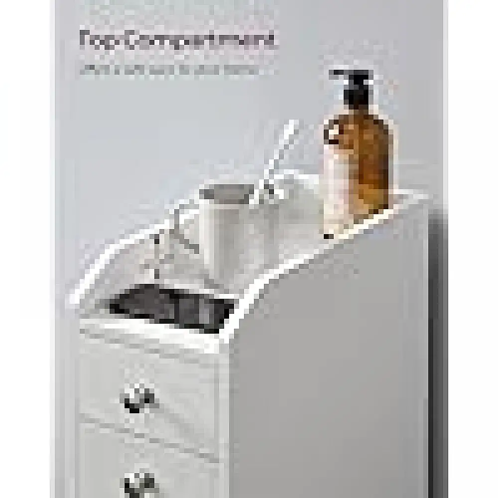 VASAGLE Λευκό Ντουλάπι Μπάνιου 18x40x70cm με 4 Ράφια και Συρόμενο Συρτάρι BBC847P31