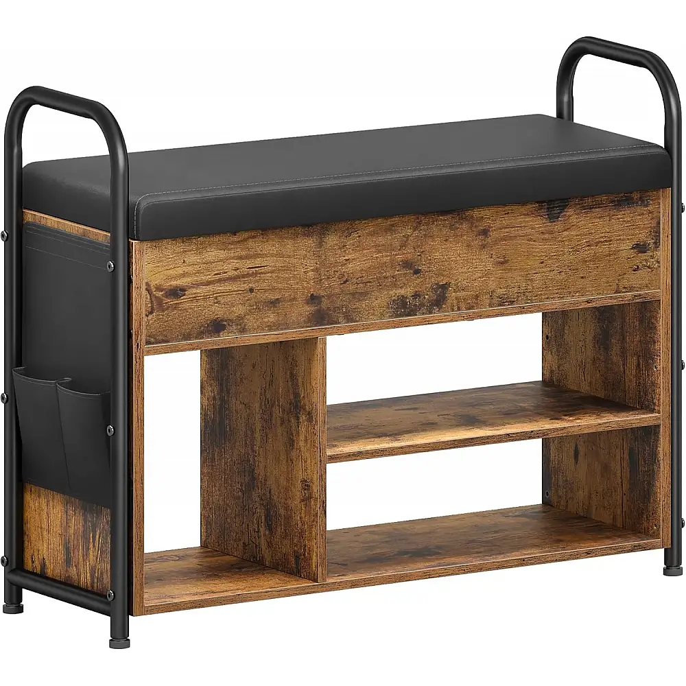 VASAGLE Πάγκος Παπουτσιών με Αποθηκευτικό Χώρο και Πλαϊνές Τσέπες 80.6x30x62.5εκ LSB052K01