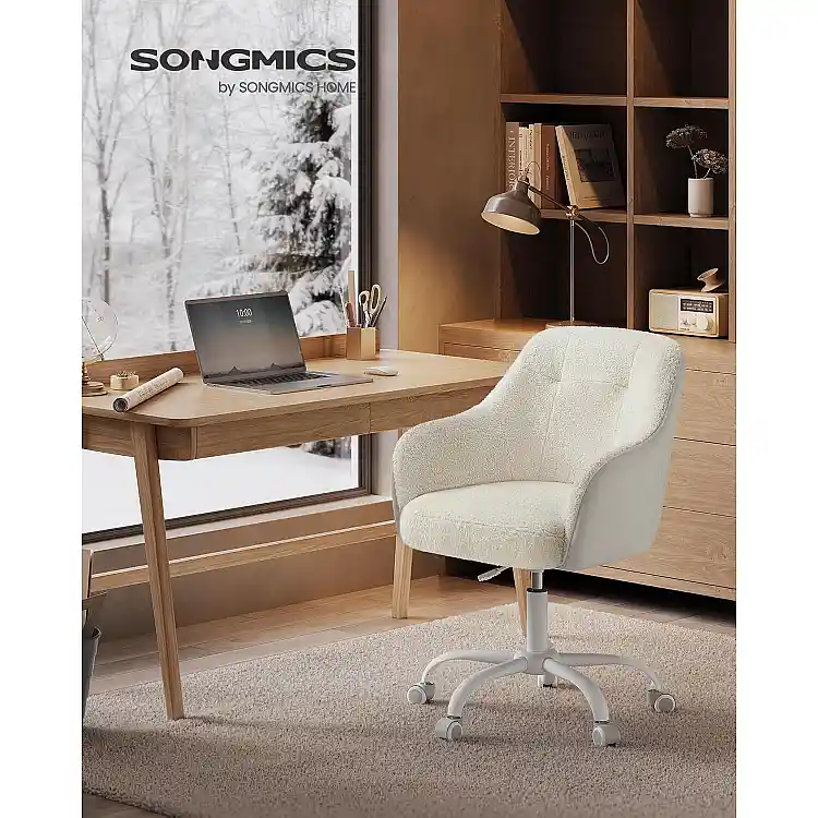 SONGMICS Περιστρεφόμενη Καρέκλα Γραφείου Cappuccino Beige με Sherpa Ύφασμα 60.8x58x86-96cm OBG019W01