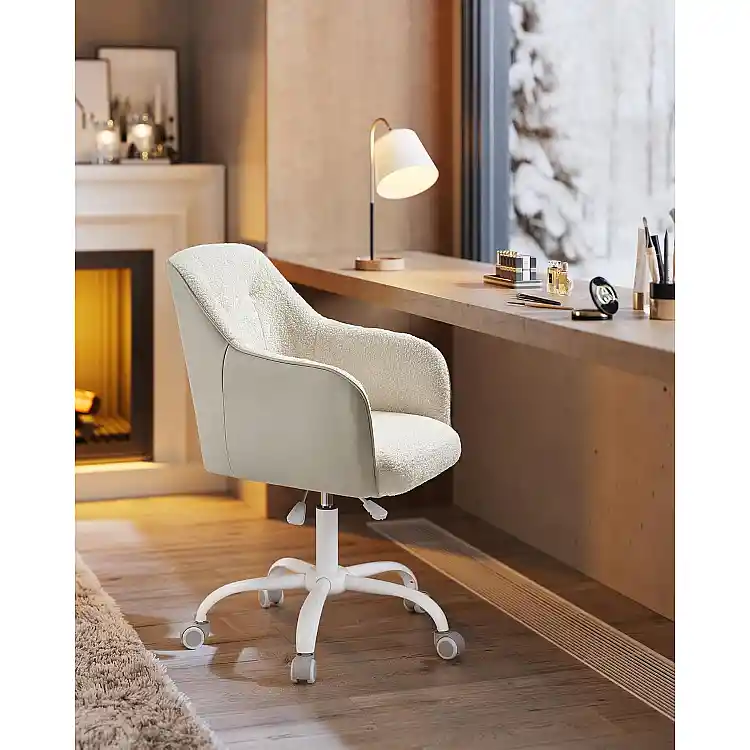 SONGMICS Περιστρεφόμενη Καρέκλα Γραφείου Cappuccino Beige με Sherpa Ύφασμα 60.8x58x86-96cm OBG019W01