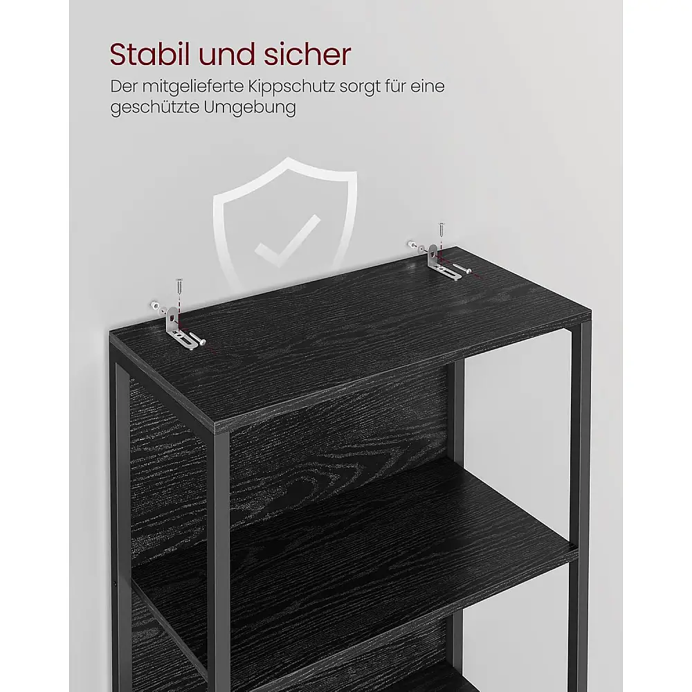 VASAGLE Ρυθμιζόμενη Βιβλιοθήκη LED 178cm με Τηλεχειριστήριο - Ebony Black 60x30.3cm LLS120B57